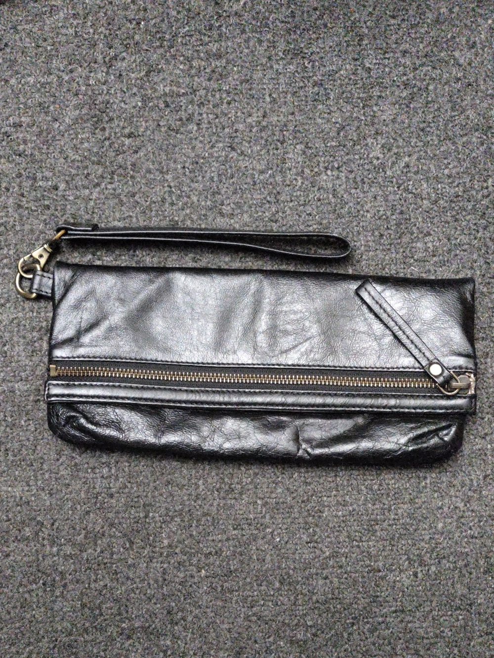 latico Black Leather Wristlet Clutch with Zip Accent